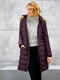 Фіолетове стьобане пальто з хутряним оздобленням | 6855174 | фото 3