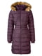 Фіолетове стьобане пальто з хутряним оздобленням | 6855174 | фото 7