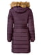 Фіолетове стьобане пальто з хутряним оздобленням | 6855174 | фото 8