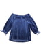 Блузка з відкритими плечима синя | 6855455 | фото 2