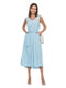 Сукня блакитна вільного крою, А-подібного силуету | 6856054 | фото 3