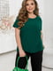 Класична однотонна зелена блуза | 6857111 | фото 2