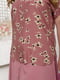 Блуза рожево-лілова в принт з поясом | 6857120 | фото 3