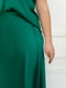 Розкішний зелений атласний костюм: блуза та спідниця | 6857312 | фото 3