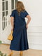 Розкішний синій атласний костюм: блуза та спідниця | 6857314 | фото 3