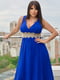 Сукня максі синя з мереживом | 6857470 | фото 2