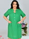 Сукня зелена з льону | 6857484 | фото 3