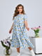 Штапельна блакитна сукня в квітковий принт з воланом | 6857488 | фото 4
