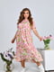 Штапельна рожева сукня в квітковий принт з воланом | 6857490 | фото 2