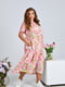 Штапельна рожева сукня в квітковий принт з воланом | 6857490 | фото 4