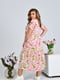 Штапельна рожева сукня в квітковий принт з воланом | 6857490 | фото 6