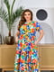 Штапельна сукня в різнокольоровий квітковий принт з воланом | 6857491 | фото 2