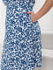 Сукня синя в принт з поясом | 6857561 | фото 3