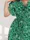 Сукня зелена міді на запах з абстрактним малюнком | 6857587 | фото 3
