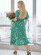 Сукня зелена міді на запах з абстрактним малюнком | 6857593 | фото 4