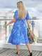 Сукня синя міді на запах з абстрактним малюнком | 6857595 | фото 4