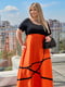 Вільна чорно-оранжева сукня А-силуету | 6857600 | фото 2