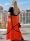 Вільна чорно-оранжева сукня А-силуету | 6857600 | фото 4