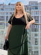 Вільна сукня А-силуету кольору хакі | 6857602 | фото 3