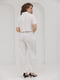 Льняний костюм молочного кольору: укорочений жакет з короткими рукавами, штани | 6852584 | фото 3