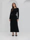 Черный костюм из структурного трикотажа: укороченный джемпер, длинная юбка | 6852606
