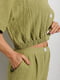 Зелений костюм із жатки: укорочена сорочка, шорти | 6852608 | фото 2