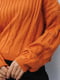 Вязаный оранжевый оверсайз свитер с узором | 6852807 | фото 2