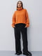 Вязаный оранжевый оверсайз свитер с узором | 6852807 | фото 3