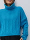 Вязаный бирюзовый оверсайз свитер с узором | 6852849 | фото 2