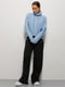 Вязаный голубой свитер с узором “косами” | 6852855 | фото 3
