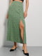 Штапельная зеленая юбка-миди с цветочным принтом | 6852951
