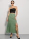 Штапельная зеленая юбка-миди с цветочным принтом | 6852951 | фото 3