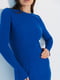 Трикотажное синее платье А-силуэта в рубчик | 6853054 | фото 2