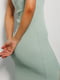 Облягаюча сукня-міді м'ятного кольору в рубчик з розрізом | 6853058 | фото 2