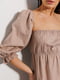 Льняна бежева сукня-максі з рукавами 3/4 та розрізами | 6853060 | фото 2
