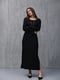 Длинное черное трикотажное платье с разрезами | 6853070