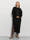 Вязаное черное платье-миди с разрезом на ножке | 6853074