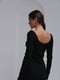 Длинное трикотажное черное платье в рубчик | 6853097 | фото 2