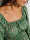 Світло-зелена сукня з квітковим принтом та відкритими плечима | 6853104 | фото 2