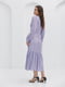 Приталенное фиолетовое платье-миди в цветочный принт | 6853120 | фото 3