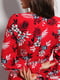 Приталена червона сукня-міді в квітковий принт | 6853123 | фото 2