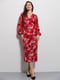Приталена червона сукня-міді в квітковий принт | 6853123 | фото 3