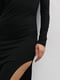 Трикотажное черное платье-миди в рубчик с разрезом | 6853131 | фото 2