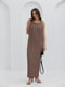 Длинное вязаное платье коричневого цвета без рукавов | 6853157 | фото 3