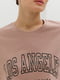 Хлопковая бежевая футболка с принтом Los Angeles | 6853290 | фото 3