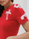 Укорочена червона футболка з бантиками | 6853316 | фото 2