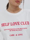 Хлопковая белая футболка с принтом Self love club | 6853341 | фото 2