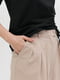 Льняні бежеві штани-палаццо із застроченими складками | 6853450 | фото 2