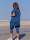 Синій костюм-двійка:асиметрична туніка з малюнком, бриджі | 6858476 | фото 2