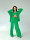 Зелений костюм-трійка із креп-жатки:топ, сорочка, штани | 6858511